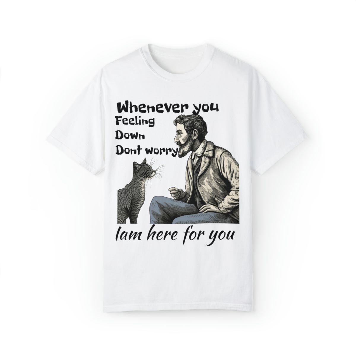 Listening Cat Unisex Garment-Dyed T-shirt